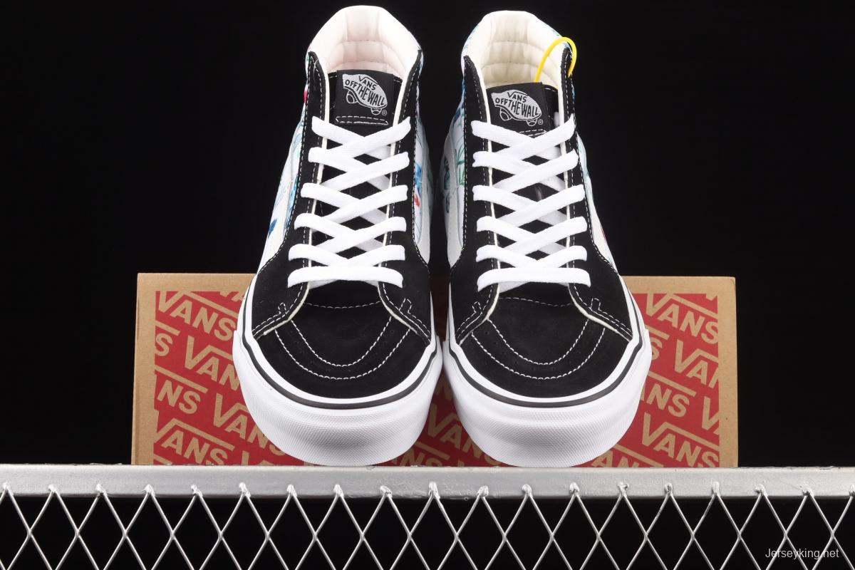 Vans Sk8-Hi butterfly pattern drawing high-top casual board shoes VN0A5HXVUCO