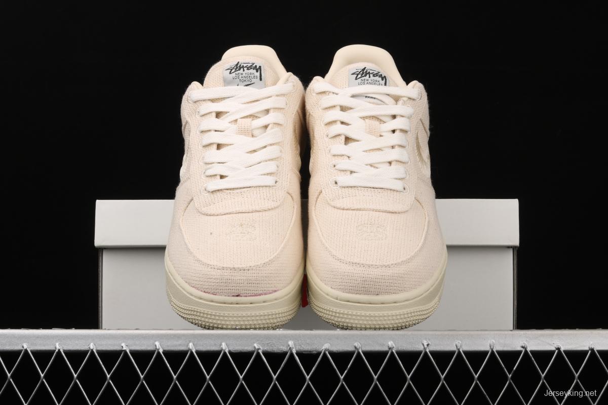 Stussy x NIKE Air Force 1 Low Black Cool Air Force low upper white linen electric embroidered hook low upper board shoes CZ9087-200