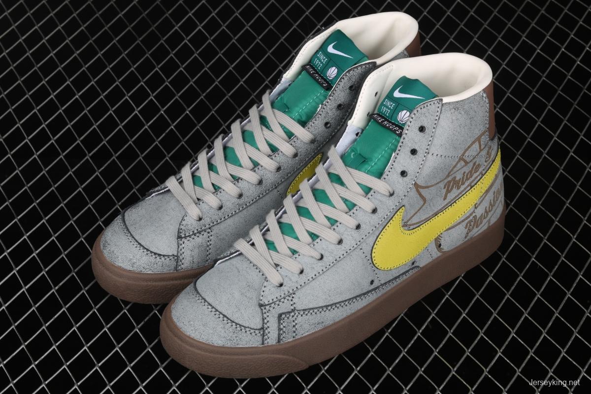 NIKE Blazer Mid'77 Motivation Limited Edition SB Gray Yellow Leisure Board shoes CW6016-100