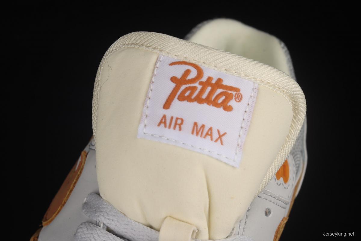 Patta x Nike Air Max 1 joint style suede spliced half-palm air cushion vintage running shoes DH1348-001