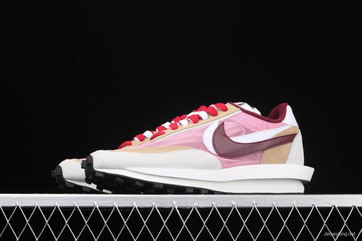 Sacai x NIKE LVD Waffle Daybreak co-signed catwalk style net gauze leather splicing double hook Swoosh running shoes BV0073-700