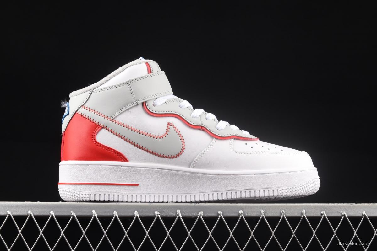 NIKE Air Force 1 Mid Athletic Club white and red medium top casual board shoes DH7451-100