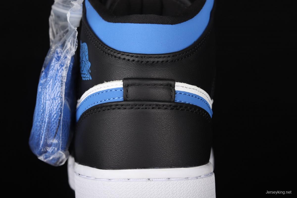 Air Jordan 1 Mid black, white and blue panda cultural basketball shoes 554725-140