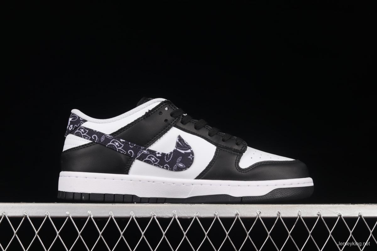 NIKE SB DUNK Low Black Paisley black and white panda cashew flower SB buckle rebound fashion casual board shoes DH4401-100