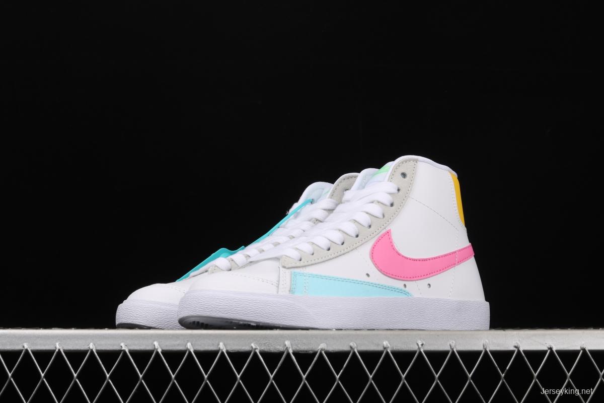 NIKE Blazer Mid'77 Vntg Suede Mix Trail Blazers engraved classic leather-faced candy-colored high-top board shoes DA4295-100