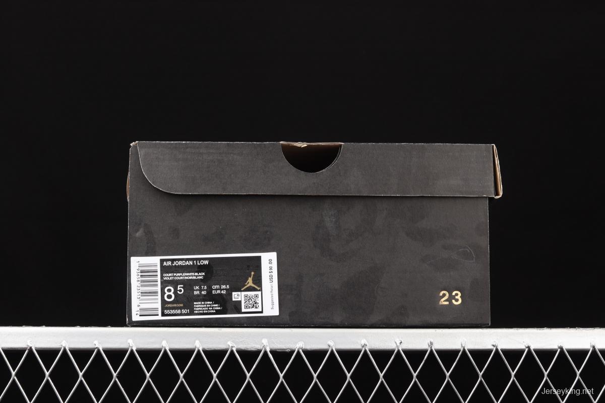 Air Jordan 1 Low black-purple and white low-side cultural leisure sports shoes 553558-501