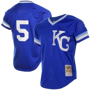 Men's George Brett Royal Blue Batting Practice Throwback Jersey