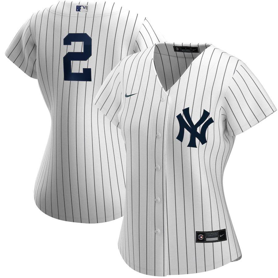 Women's Derek Jeter White&amp;Navy Home Player Team Jersey