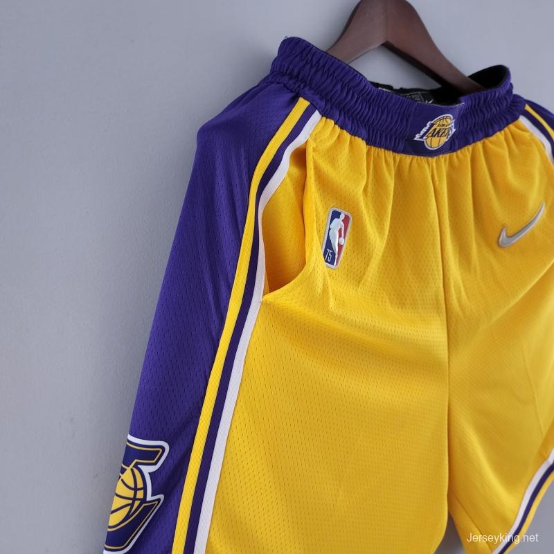 75th Anniversary Los Angeles Lakers Yellow NBA Shorts