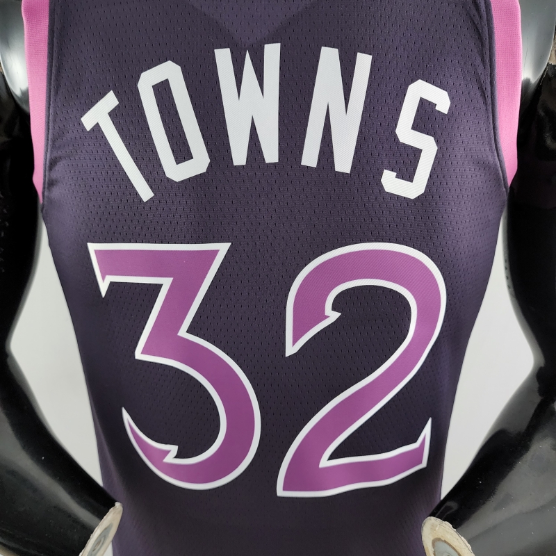 Minnesota Timberwolves TOWNS#32 Black And Purple NBA Jersey