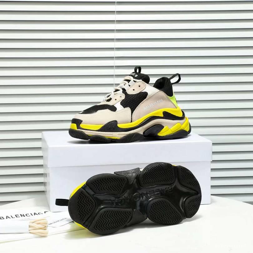 Men/Women Balenciaga Triple S  Sneaker Khaki/Black/Yellow