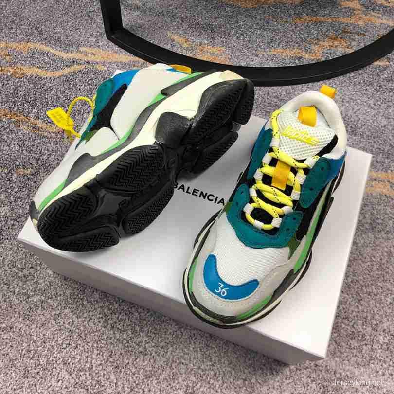 Men Balenciaga Triple-S Sneaker Multi-Color Green/Grey/Blue