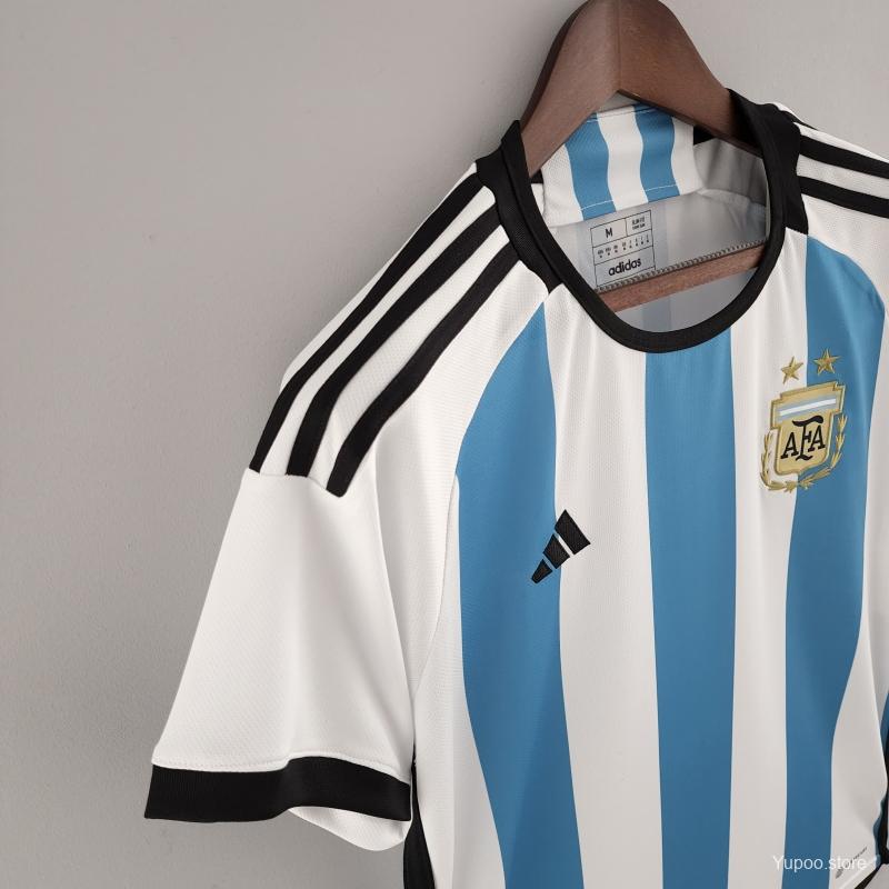 3 Stars 2022 Argentina Home Jersey With World Cup Champion Patches
