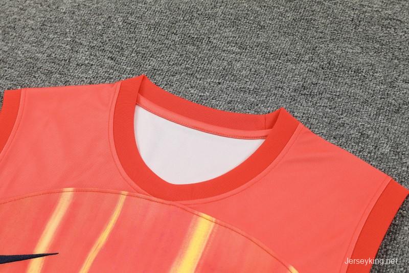 23-24  Barcelona Orange Vest Jersey+Shorts