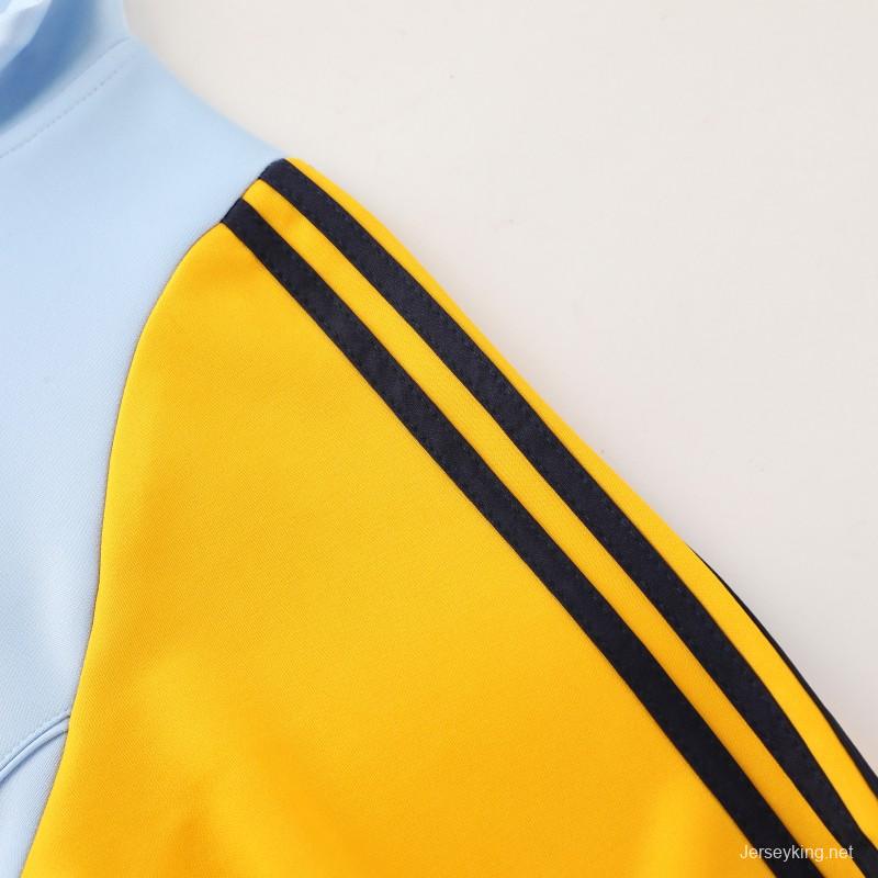 24/25 Real Madrid Light Blue/Yellow Full Zipper Jacket +Long Pants