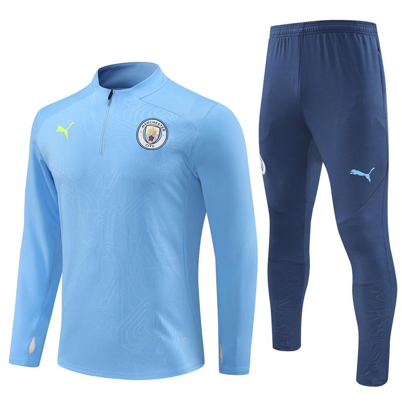 24/25 Manchester City Sky Blue Half Zipper Jacket+Long Pants