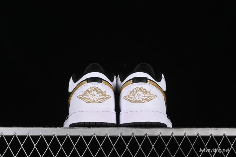 Nike Air Jordan 1 Low AJ1 Black White Gold Hook Basketball Shoes - 553558-172