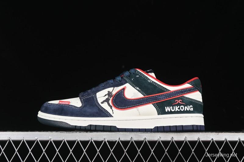 Nike SB Dunk Low Wukong Series - Beige with Navy Swoosh Anniversary Customized Low-Top Casual Skate Shoes - DJ2024-035