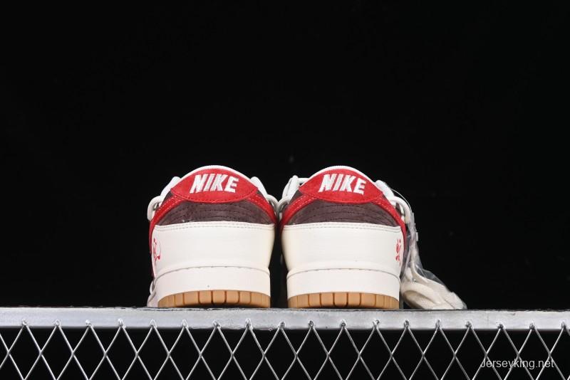 Nike SB Dunk Low Year of the Snake Series - Lace-Up Red Hook Anniversary High-End Custom Low-Top Casual Skate Shoes - YX5066-266