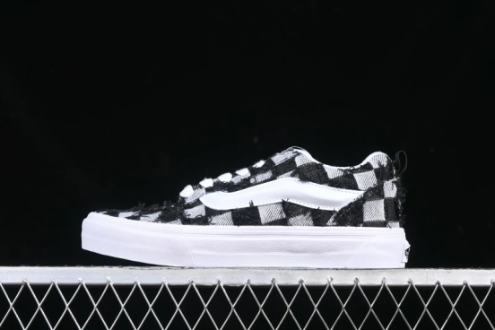 Vans Knu Skool Checkerboard Washed Denim Low-Top Casual Skate Shoes - VN000CS0239