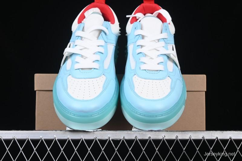 Christian Louboutin Funnyto Flat Comfortable Fashion Low-Top Sneakers with Raw Ice Blue Sole - X.D4