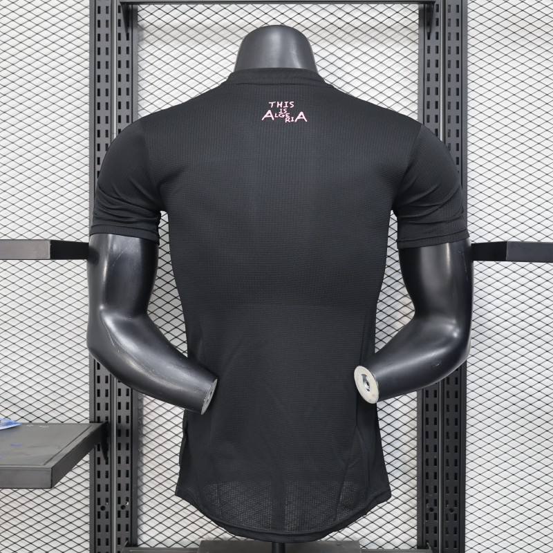 Player Version 2025 Algeria Black with Pink Ornamental Pattern Jersey