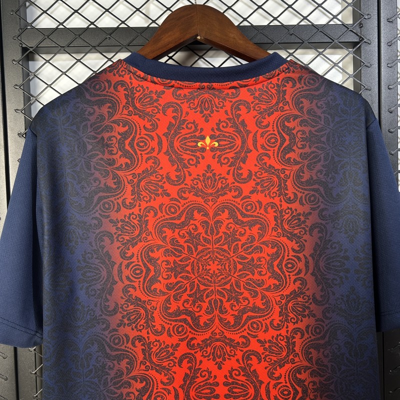 25/26 PSG  Paris Saint-Germain Navy with Red Ornate Pattern Jersey