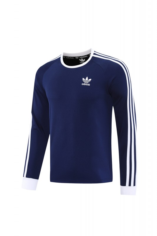 2025 Adidas Originals Long Sleeve T-Shirt Collection - Navy/White/Black with 3-Stripes