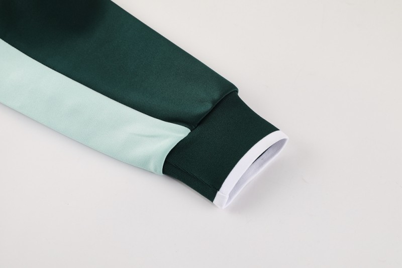 2025 Nike Green/White Full Hoodie Zipper Jacket +Long Pants