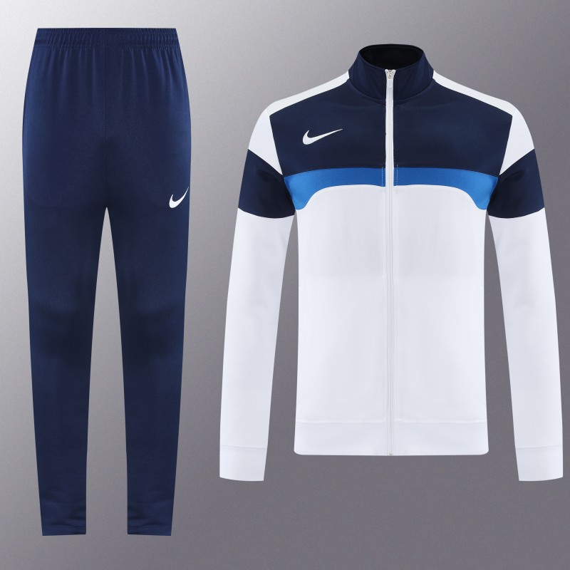 2025 Nike White/Navy Full Hoodie Zipper Jacket +Long Pants