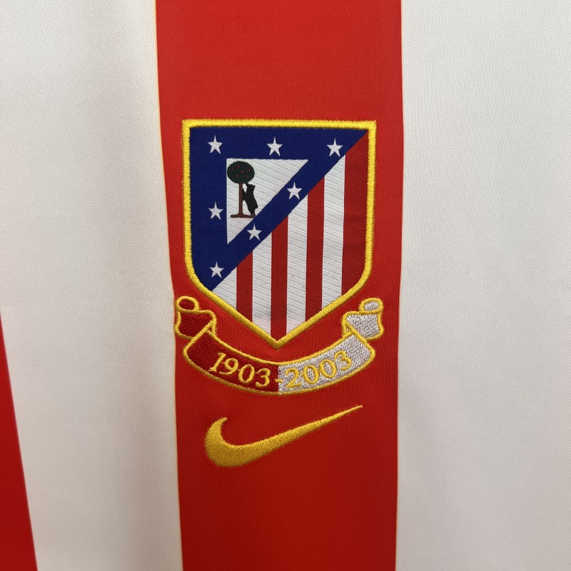 03/04 Retro Atletico Madrid Centenary Home Stadium Jersey