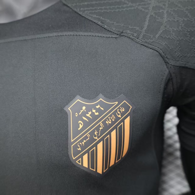 Player Version 25/26 Al-Ahli Black Champion Jersey With Golden Sponsor