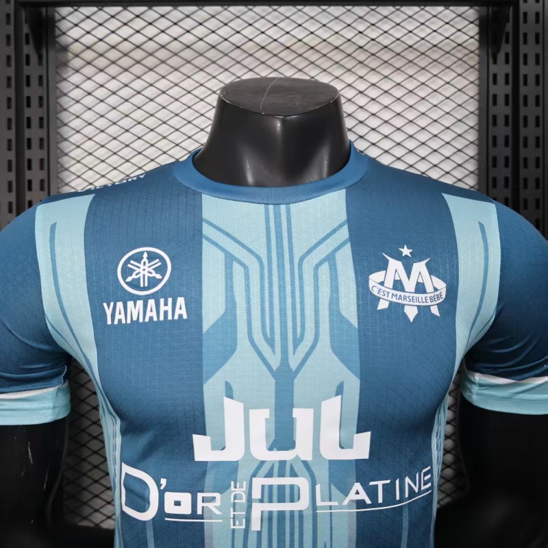Player Version 25/26 Olympique de Marseille Blue with Geometric Stripes Jersey