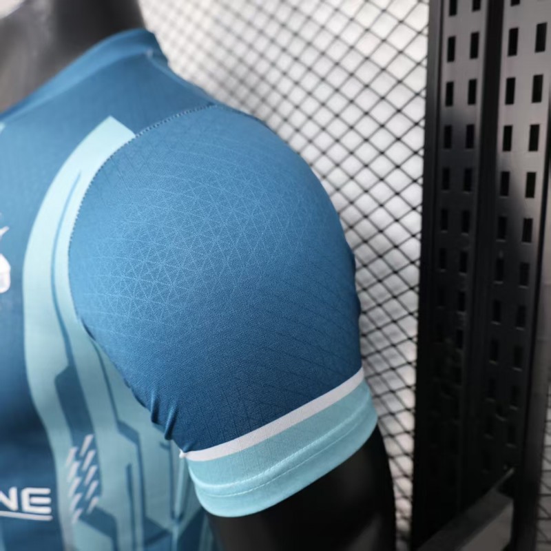 Player Version 25/26 Olympique de Marseille Blue with Geometric Stripes Jersey