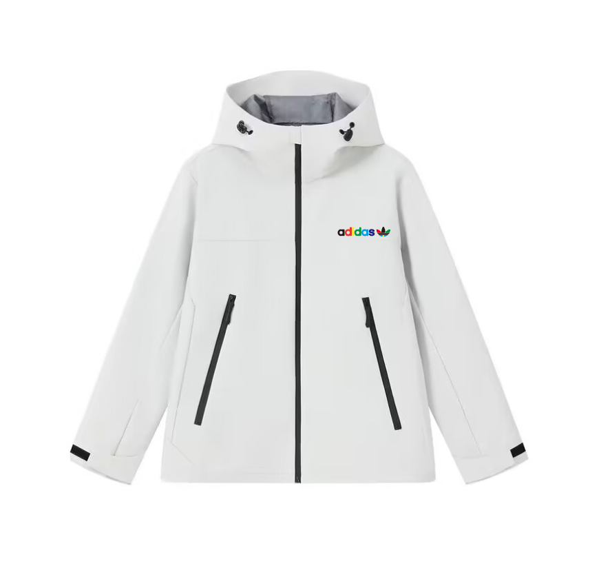 2025 Adidas White/Red Full Zipper Waterproof Outdoor Jacket