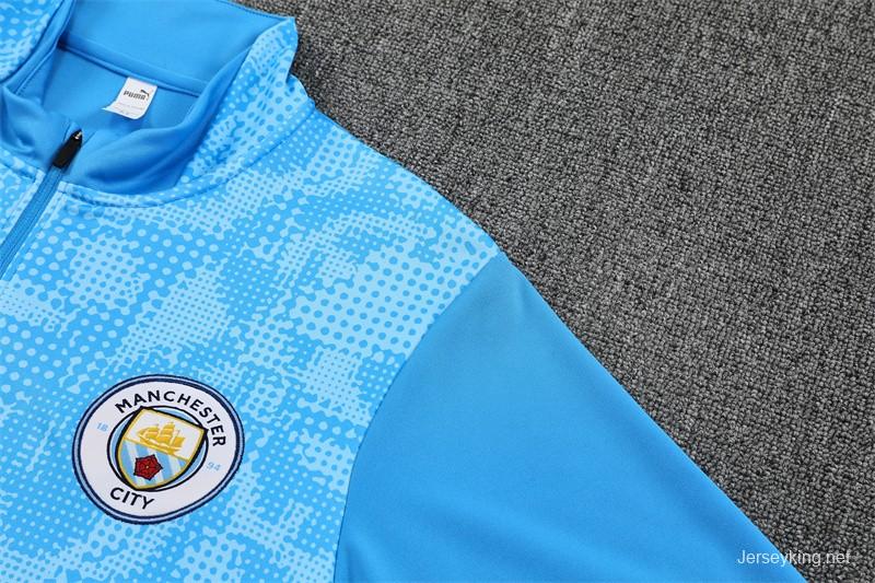 25/26 Manchester City Light Blue Camouflage Half Zipper Jacket+Long Pants