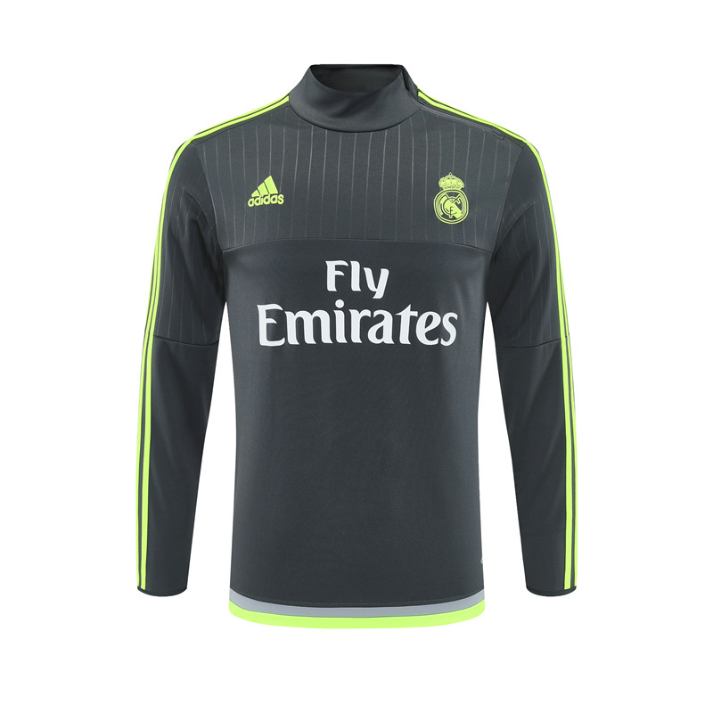 Retro 15/16 Real Madrid Dark Grey Half Zipper Jacket