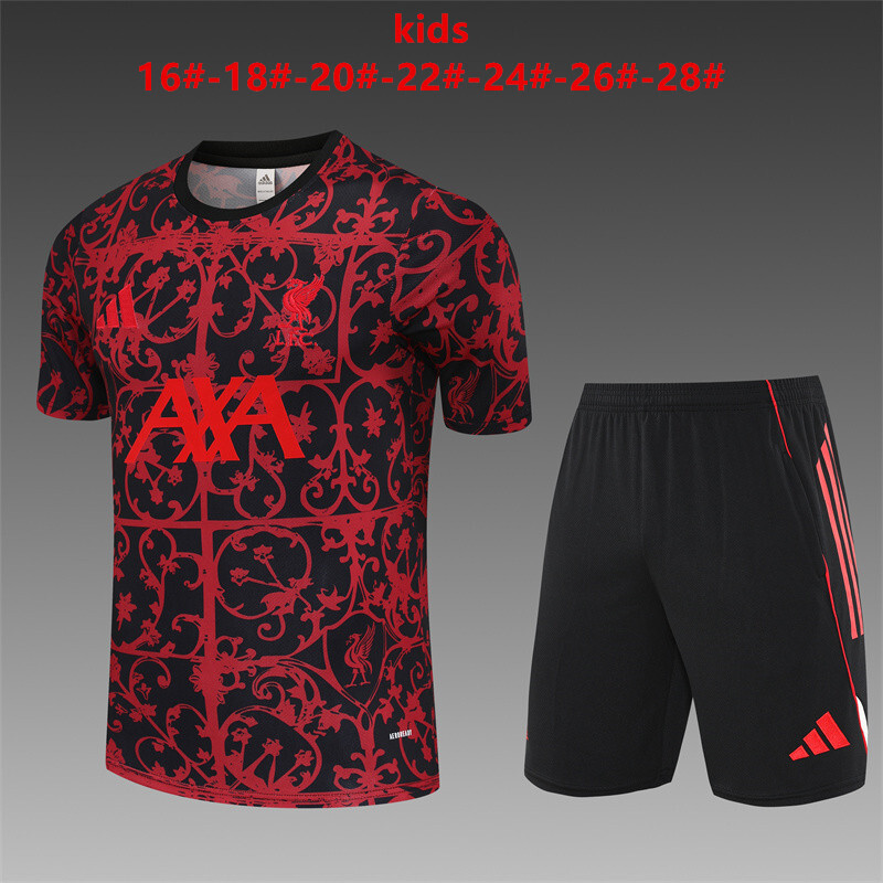 25/26 Kids Liverpool Red Camouflage Short Sleeve Jersey+Shorts