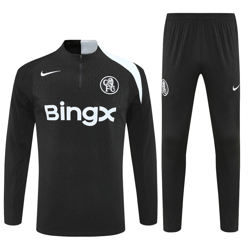 Player Version 25/26 Chelsea Black T90 Half Zipper Jacket+Long Pants