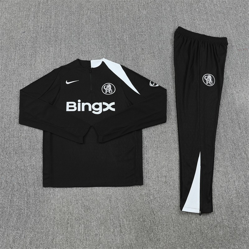 Player Version 25/26 Chelsea Black T90 Half Zipper Jacket+Long Pants