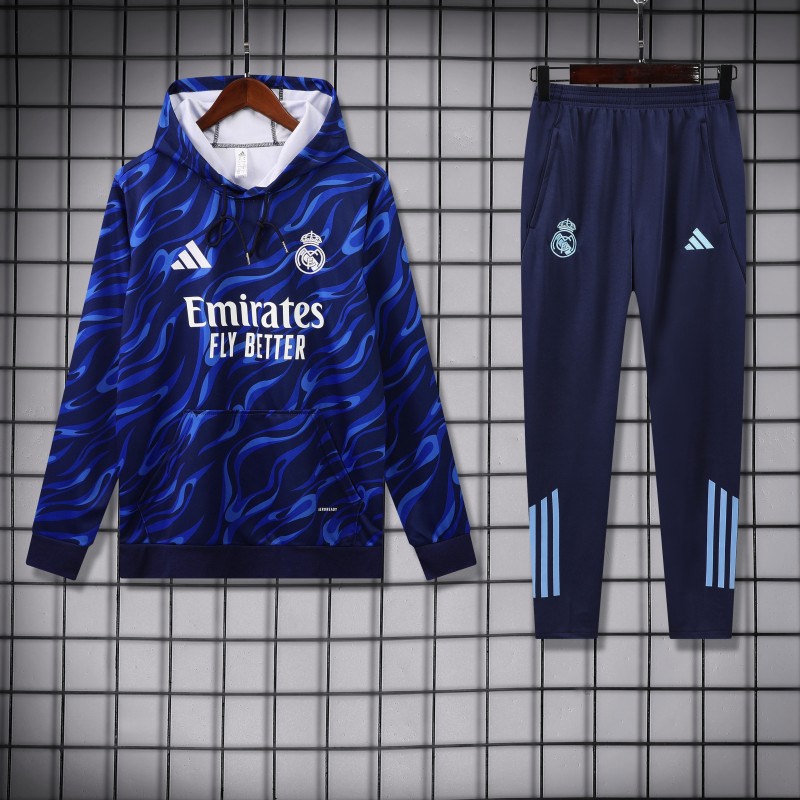 25/26 Real Madrid Blue Hoodie +Long Pants