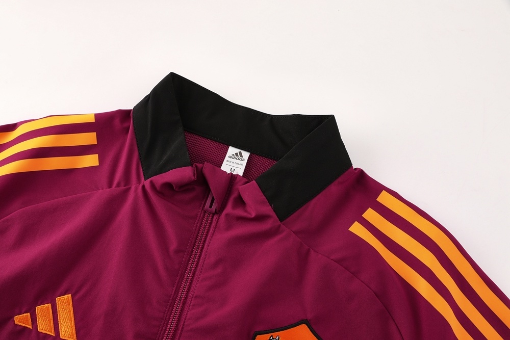 25/26 AS Roma Maroon S-3XL Half Zipper Jacket+Long Pants