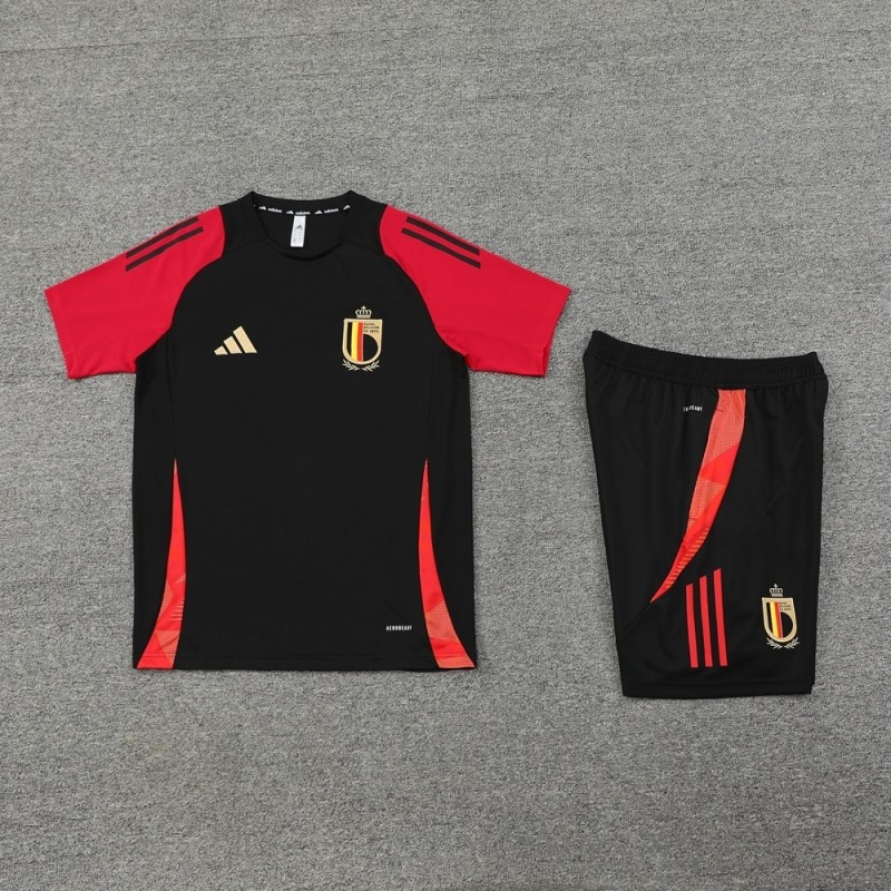 2025 Belgium Black Short Sleeve+Soccer Shorts