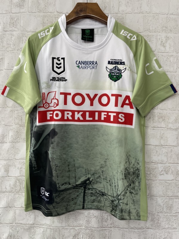 25/26 Canberra Raiders White Lime Green with War Memorial Graphic Jersey