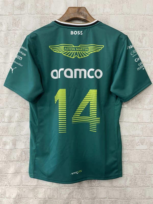 2025 F1 Aston Martin Aramco F1 Team Dark Green with Gold Trim Jersey #14  Aramco