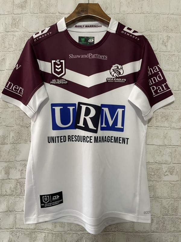 2025 Manly Warringah Sea Eagles White with Maroon V-Chevron Away Jersey