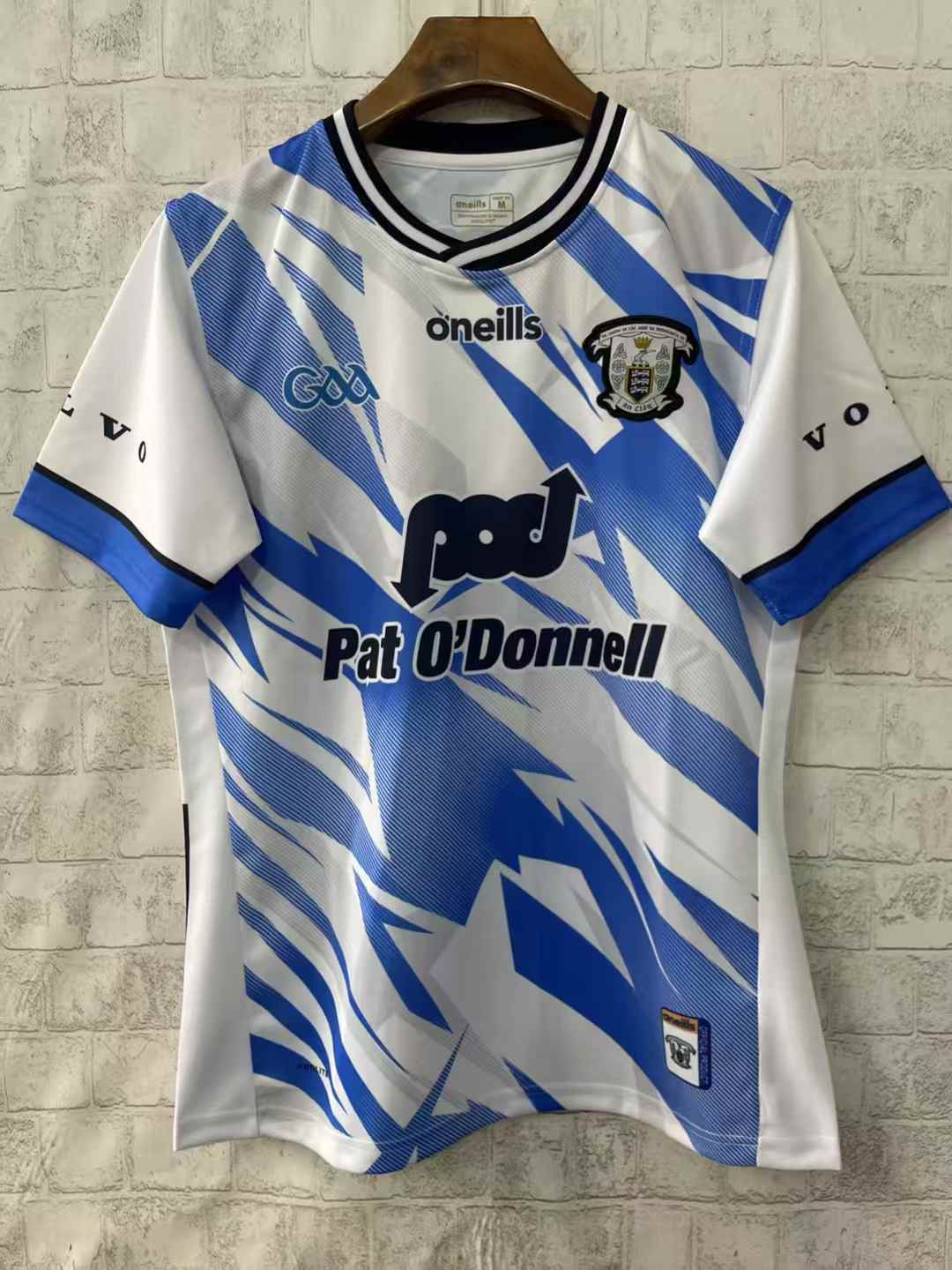 2026 Waterford GAA White with Blue Lightning Stripe Pattern Jersey