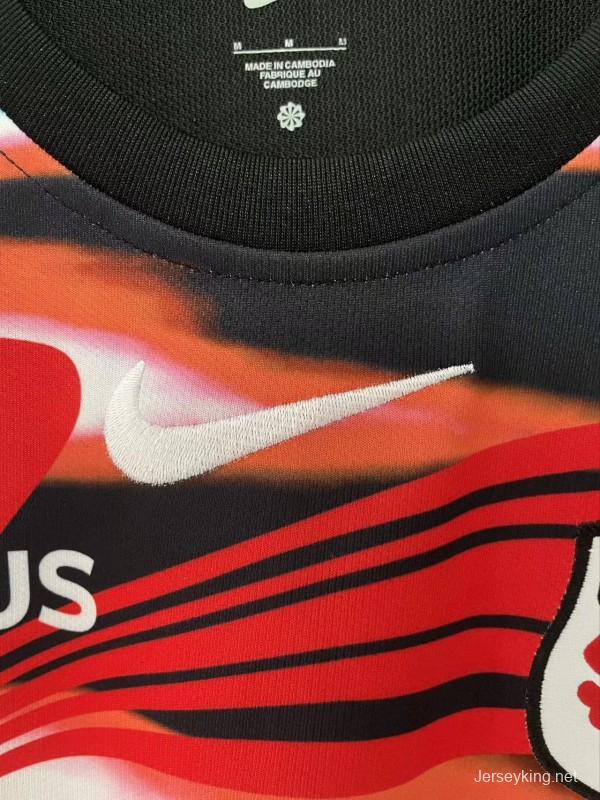 25/26 Toulouse Rugby Black with Red Lightning Stripes Jersey