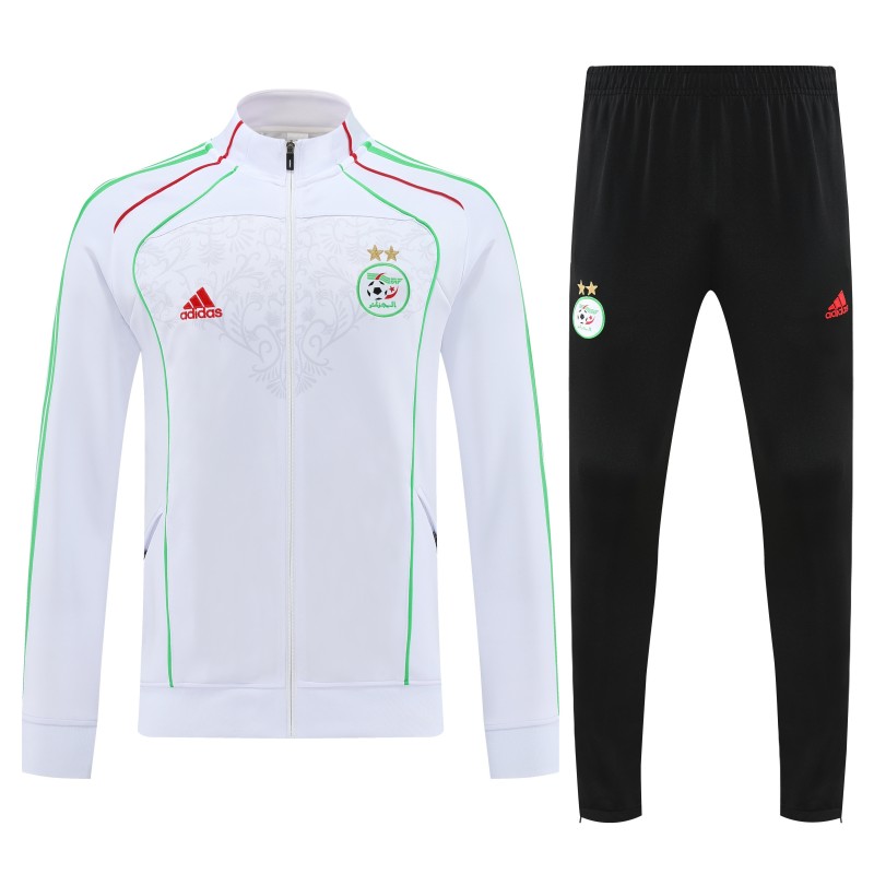 2026 Algeria White with Green and Red Stripes FULL Zipper Jacket Tracksuit +Long Pants