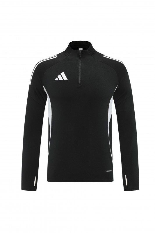 25/26  Adidas Black Full zipper Jacket Tracksuit+ long pants
